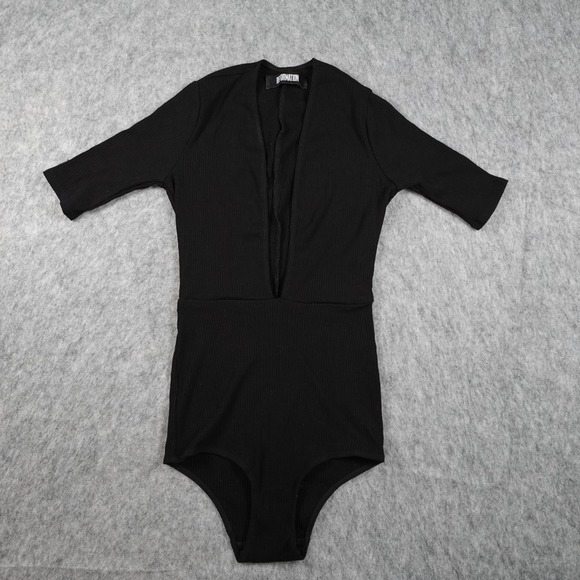 Reformation Tops - Reformation Bodysuit Women XS/S? Black Ribbed Plunge VNeck Short Sleeve Stretch
